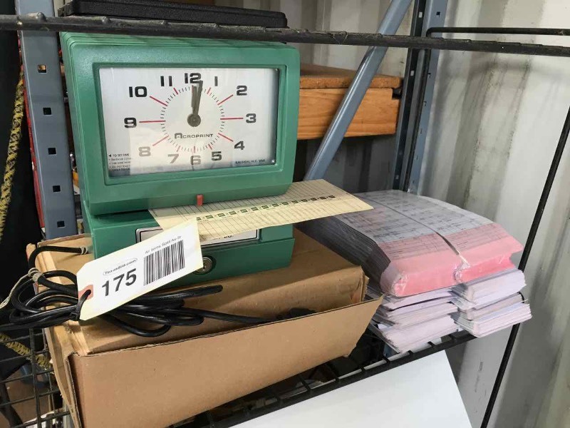 lot 175 image: Acroprint Time Clock, cards, job tickets