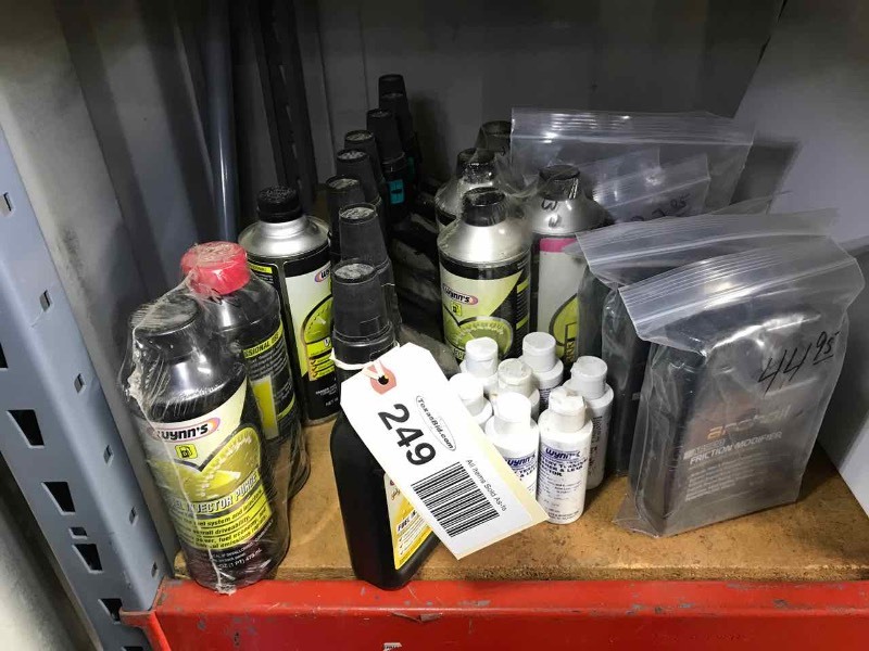 lot 249 image: Assorted Lubricants, Wynns Diesel Injector Purge, Cleaners, Archoil Friction Modifier, Etc.