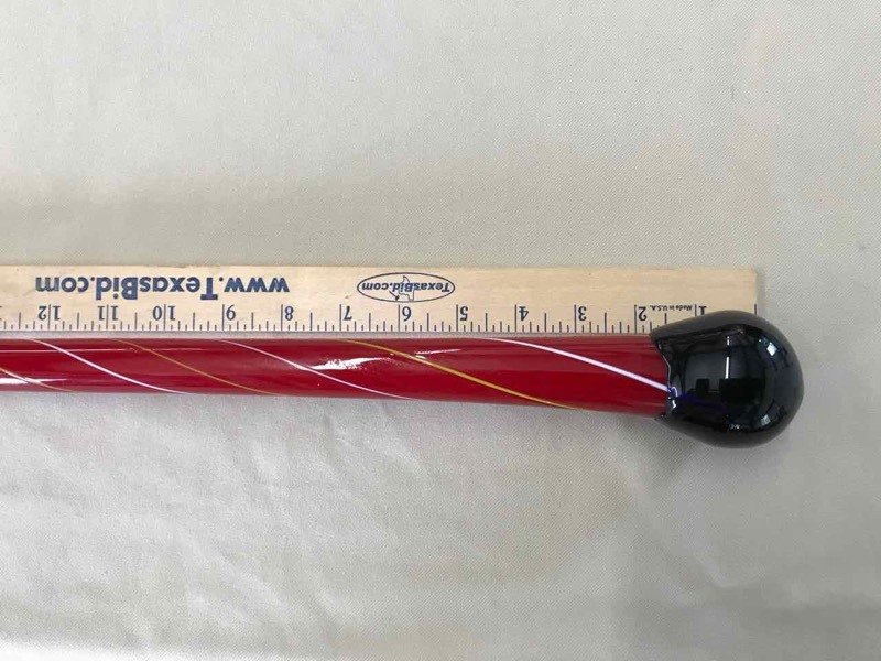 lot 15 image: Walking Stick  Vintage Hand Blown Glass (Red)