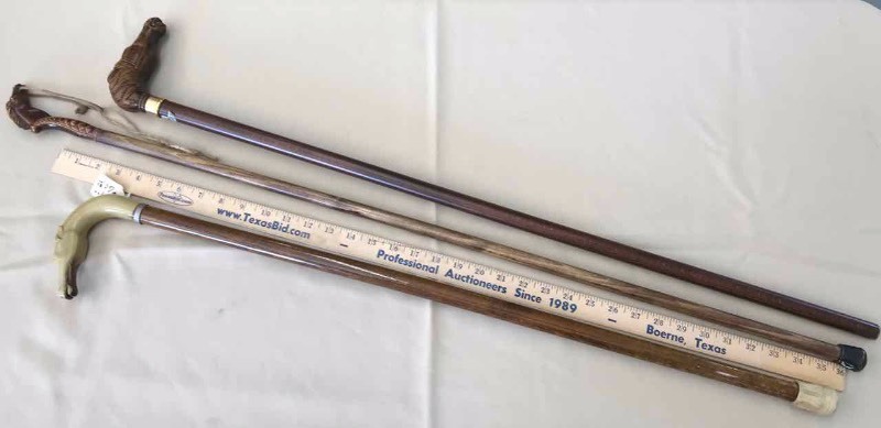 lot 72 image: (3) Walking Canes Horse Head (plastic)