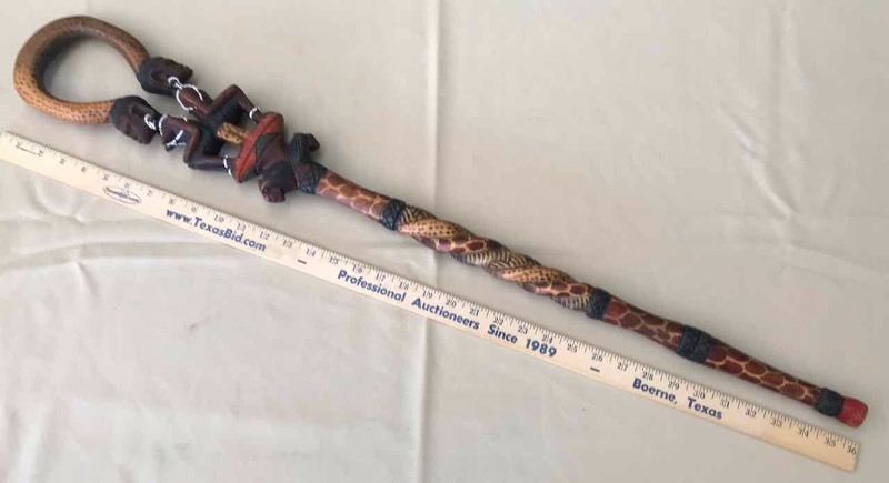 lot 76 image: Walking Cane Kenya, Man & Woman Sitting, Beaded