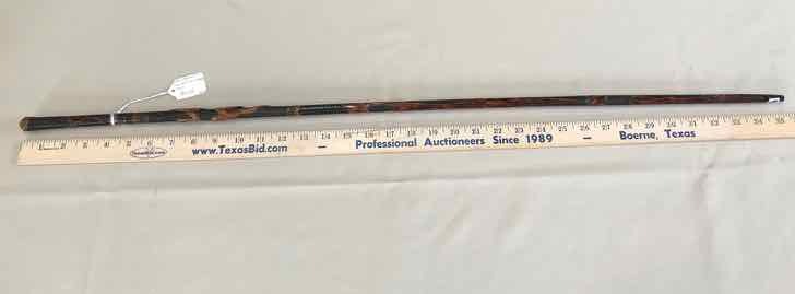lot 130 image: Thin Walking Stick Folk Art Carved Lizard with Long Leaf Design (Estate of Eric Spornhauer)