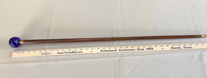 lot 152 image: Walking Stick Cobalt Etched Crystal Ball