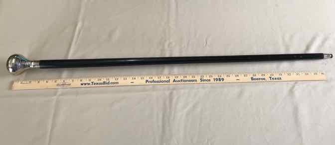 lot 157 image: Cane Black Shaft, Silver Colored Knob (see sellers notes)