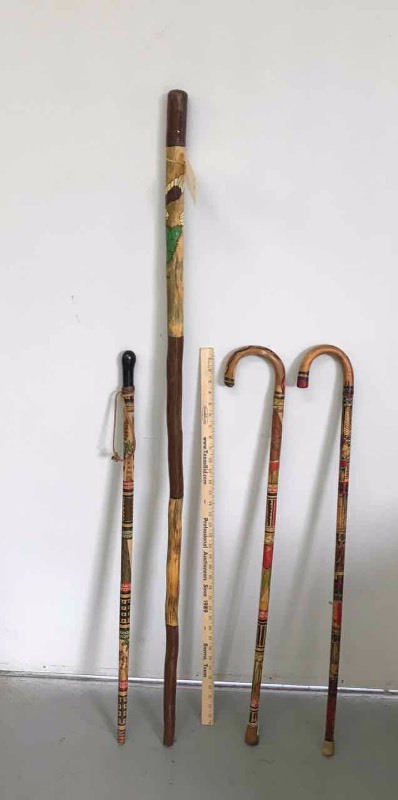 lot 196 image: (4) Mexico CanesWalking Sticks (decorated)