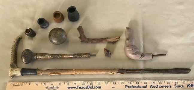 lot 250 image: Parts & Pieces Dog Shaped Handle, Pointer, Etc.