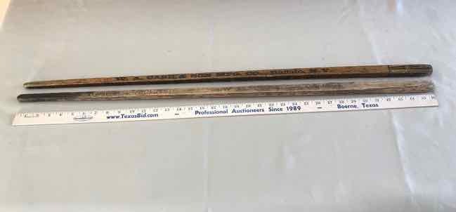 lot 278 image: (2) Square Yardsticks W.A. Case & Son and John Deere (faded)