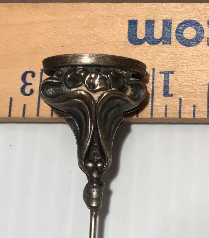 lot 361 image: Hat Pin Silver in Color, Engraved, Early