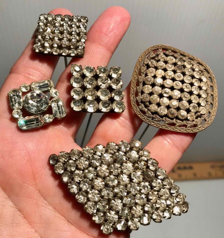 lot 400 image: (5) Hat Pins Rhinestones (squarediamond shaped)