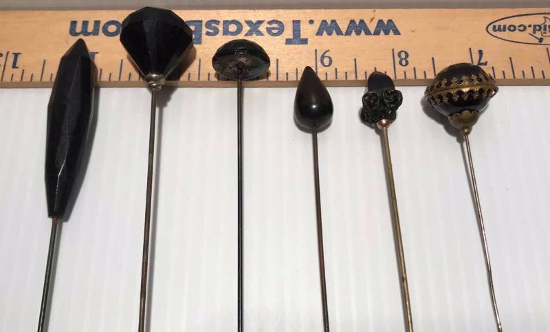 lot 405 image: (6) Hat Pins  Assorted, Black in Color
