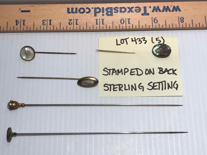 lot 433 image: (5) HatLapel Pins ShellShell Like & Pearlized