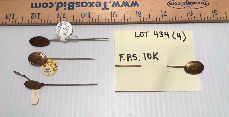 lot 434 image: (4) HatLapel Pins Engraved
