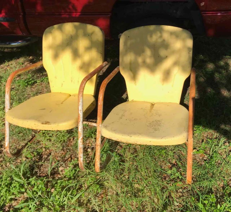 2 Vintage Metal Lawn Chairs Yellow Barn Finds From