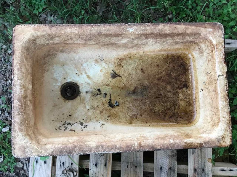 lot 501 image: AntiqueVintage Sink, Cast Iron Enamel Farm Style