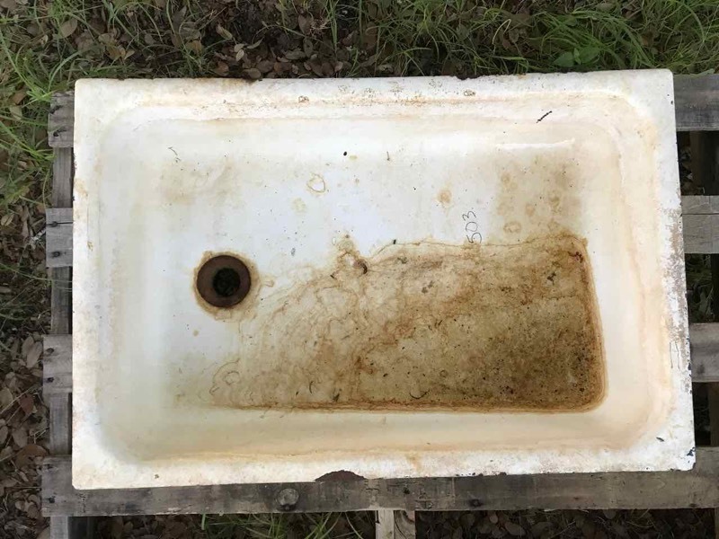 lot 503 image: AntiqueVintage Sink, Cast Iron Enamel Farm Style