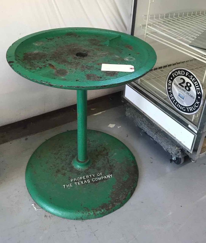 lot 610 image: Antique Cast Iron, The Texas Company , Sign Holder Table Base