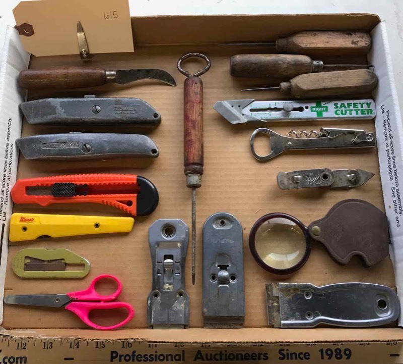 lot 615 image: Ice Picks, Box Cutters, Bottle Openers