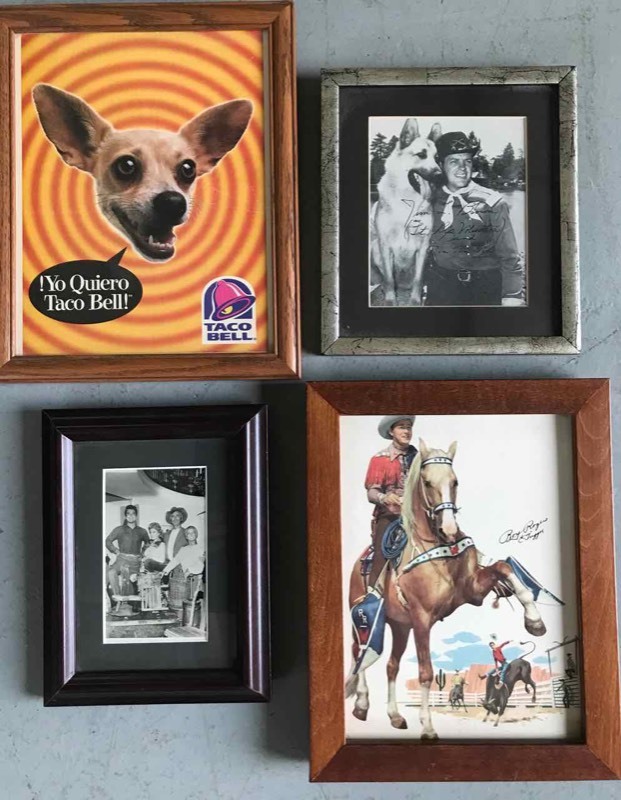 lot 669 image: (4) Framed Reproduction PhotosAdvertising  TV Hollywood StarsCelebrities