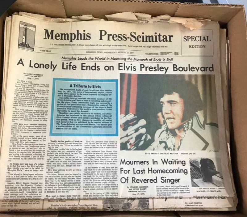 lot 672 image: Elvis Newspapers from Memphis TN