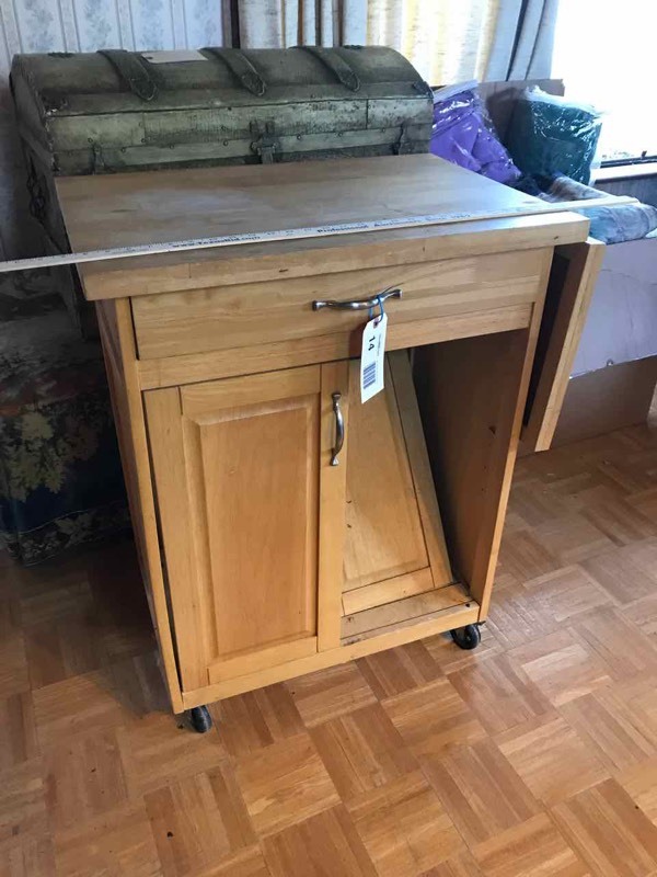 lot 14 image: Living Room Rolling Kitchen Cart, Butcher Block (damage)