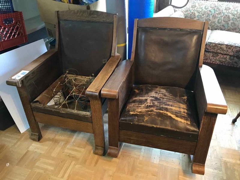 lot 16 image: Living Room (2) Antique Tiger Oak Chairs