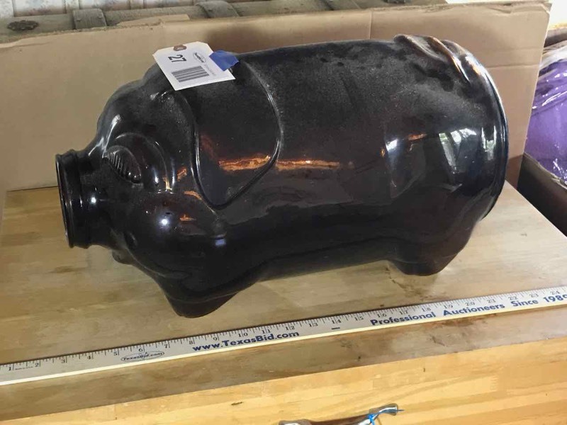 lot 27 image: Living Room Large Brown Glass This Little Piggy Went to Market Bank