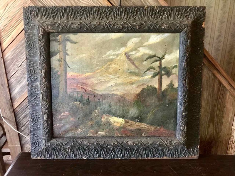lot 35 image: Living Room Antique Oil Painting, Mountain Scene
