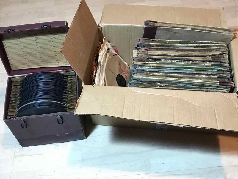 lot 39 image: Living Room (2) Boxes of 78 RPM Records