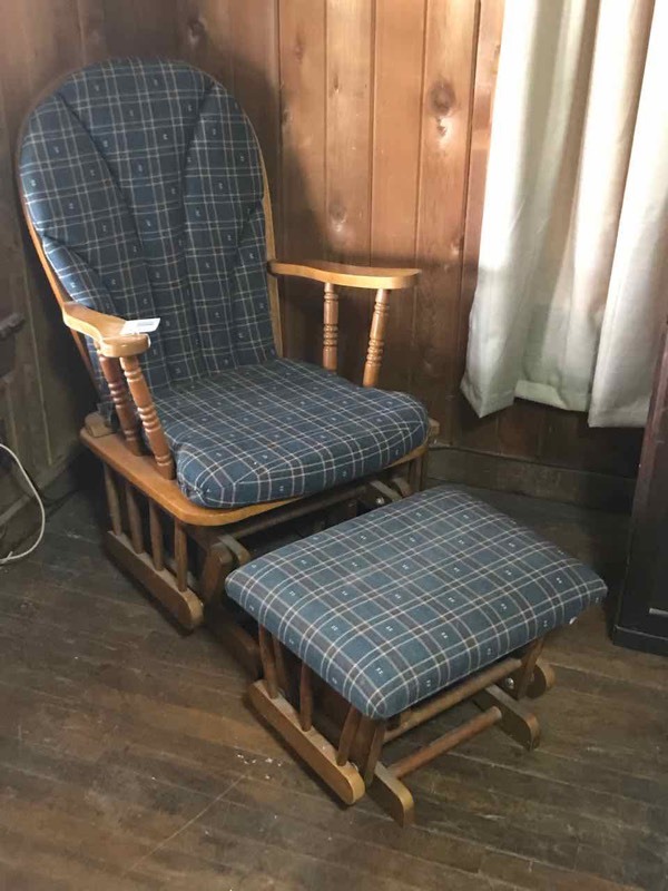 lot 57 image: Front Room Maple Glider with Foot Stool