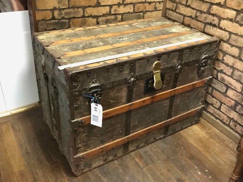 lot 64 image: Front Room Antique Flat Top Trunk