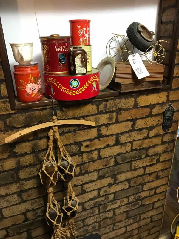 lot 68 image: Kitchen Tobacco Jars, Tins, Boxes, Firestone Truck Tires Ash Tray