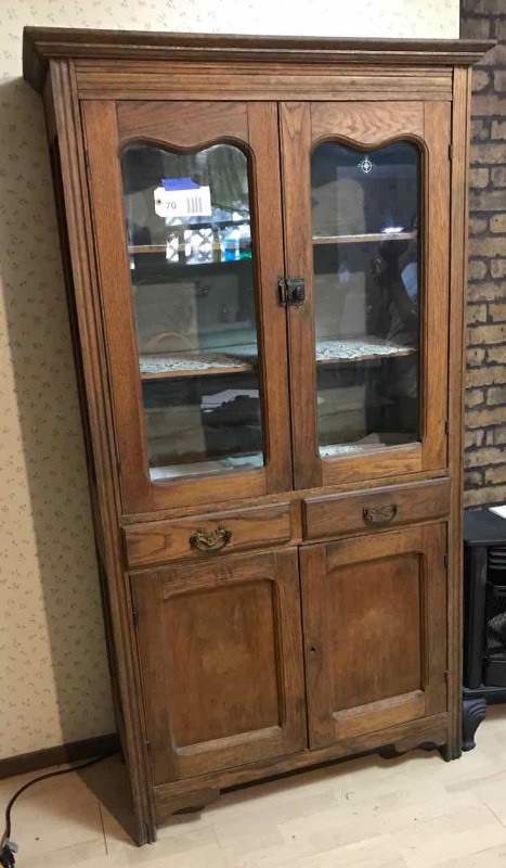 lot 70 image: Kitchen Antique Oak Cupboard