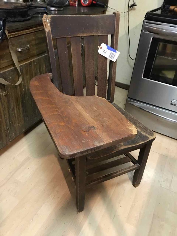 lot 75 image: Kitchen Oak Tablet Chair