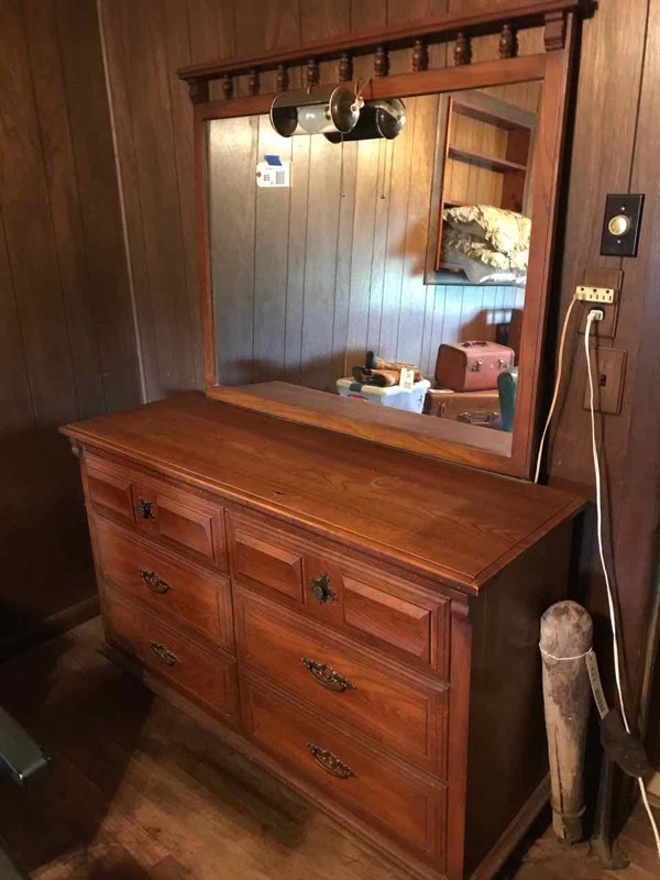 lot 85 image: Bedroom 1 Dresser with Mirror and a Five Drawer Chest of Drawers