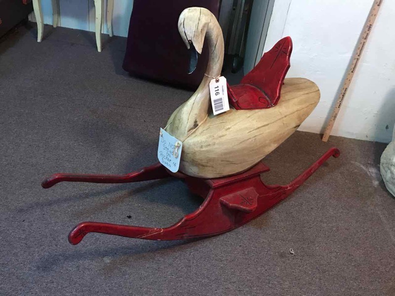 lot 116 image: Bedroom 2 Wood Rocking Swan