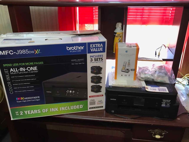 lot 126 image: Bedroom 2 Brother Printer (MFC-J985 DW XL) & AT&T Cordless Answering System
