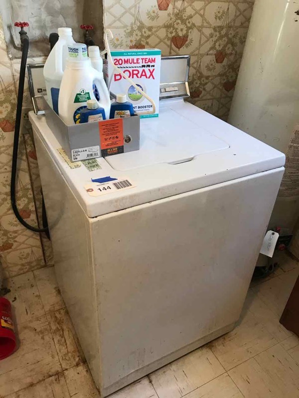 lot 144 image: Laundry Room Old Maytag Washer, Borax, Etc.