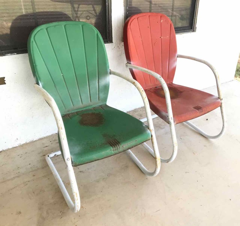 lot 163 image: Porch (2) Metal Patio Chairs