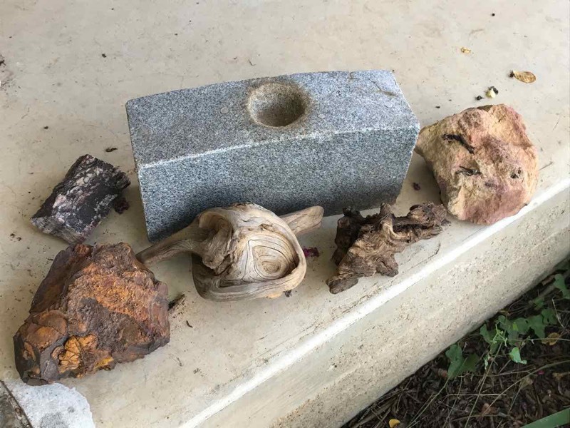 lot 167 image: Porch Granite Stone with Divot, Asst. Neat Rocks, Drift Woods
