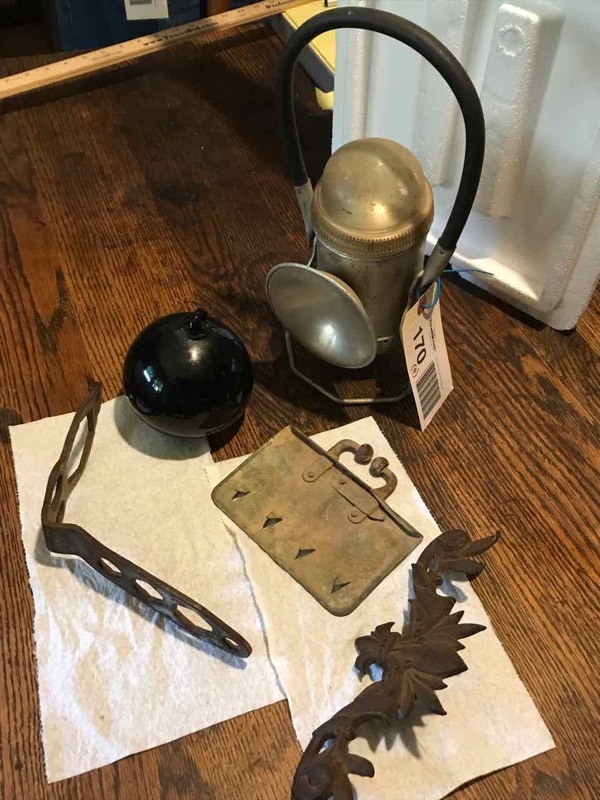 lot 170 image: Kitchen Miscellaneous Fishing Net Glass Ball, Metal Tools, Curtain Pull Back, Lantern