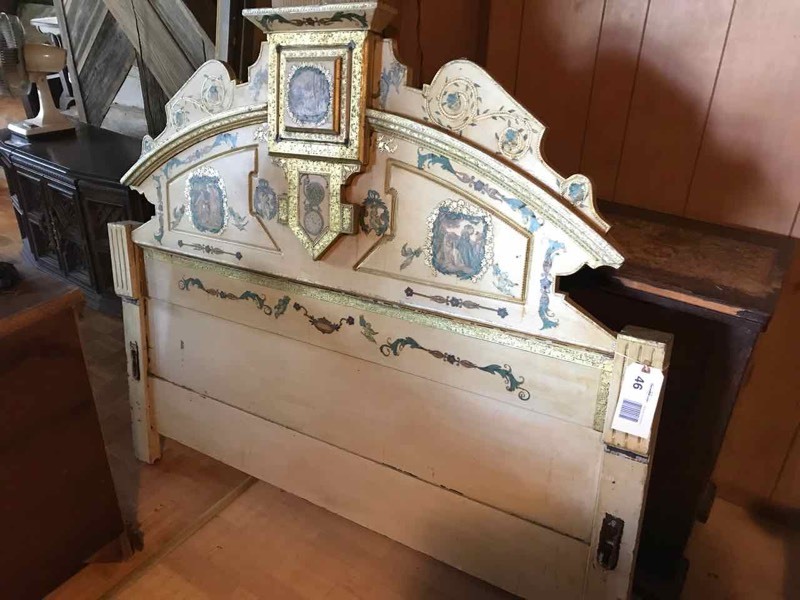 lot 46 image: Living Room Headboard (full, painted & decoupaged)