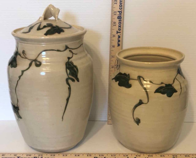 lot 7 image: (2) Stoneware  Signed Jugs (B2)