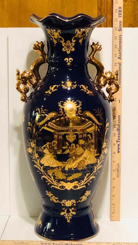 lot 17 image: Large Vase Dark Blue & Gold in Color (Ball Room) (LR)
