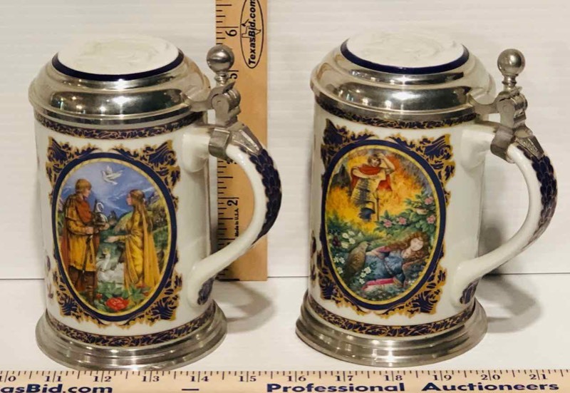 lot 51 image: (2) Steins Heinrich Germany Villeroy & Boch, Richard Wagner Lohengrin (LR)