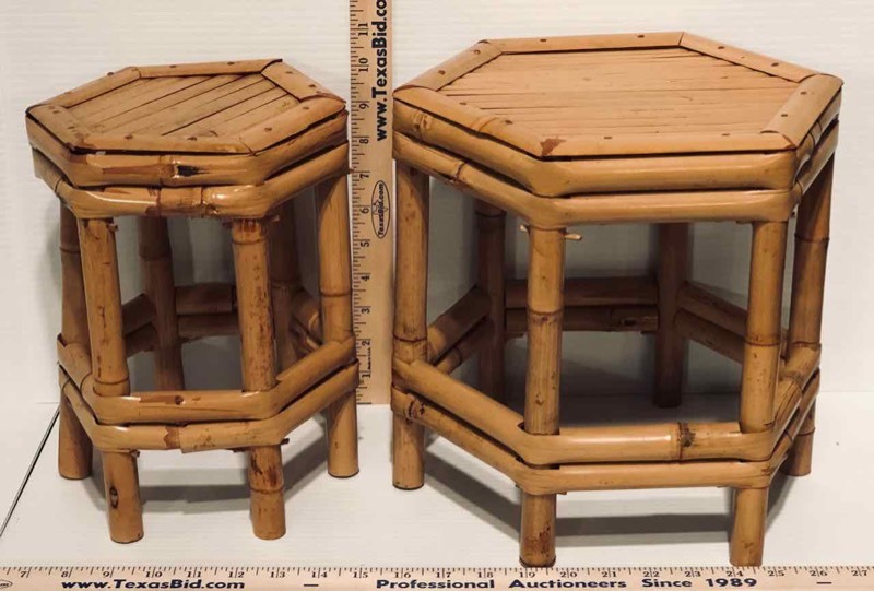 lot 78 image: (2) Small Bamboo Plant Stands (LR)