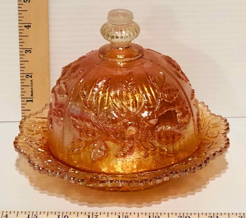 lot 98 image: Imperial Lustre Rose Round Covered Butter Dish (LR)
