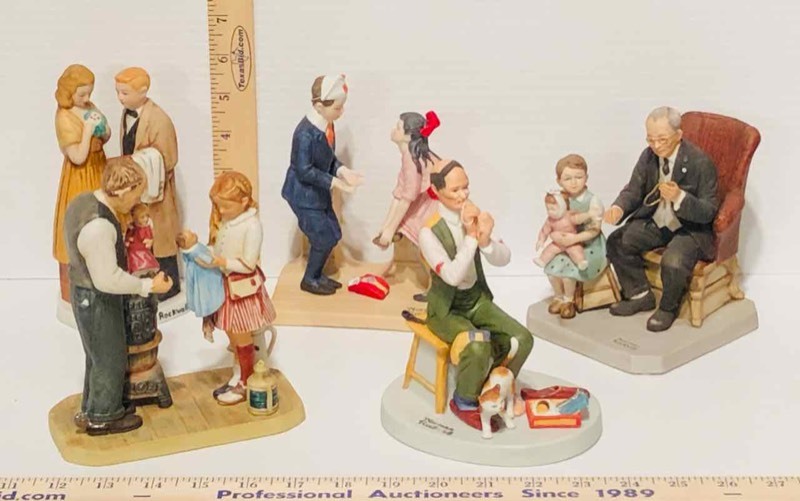 lot 113 image: (5) Norman Rockwell Figurines (LR)