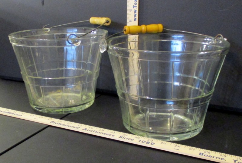 lot 120 image: (2) Vintage Pressed Glass Ice Buckets (B2)