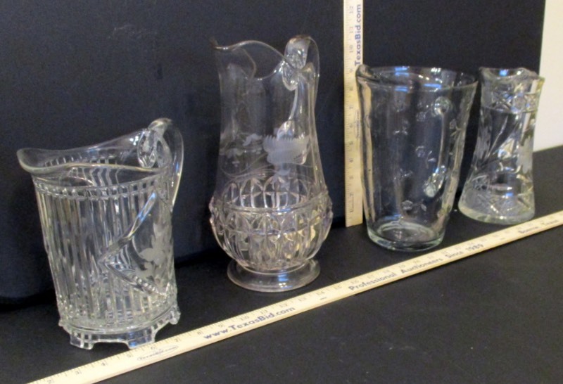 lot 140 image: (4) GlassCrystal Pitchers (B2)
