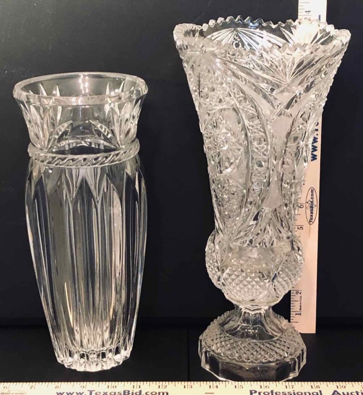 lot 152 image: (2) GlassCrystal Vases (LR)